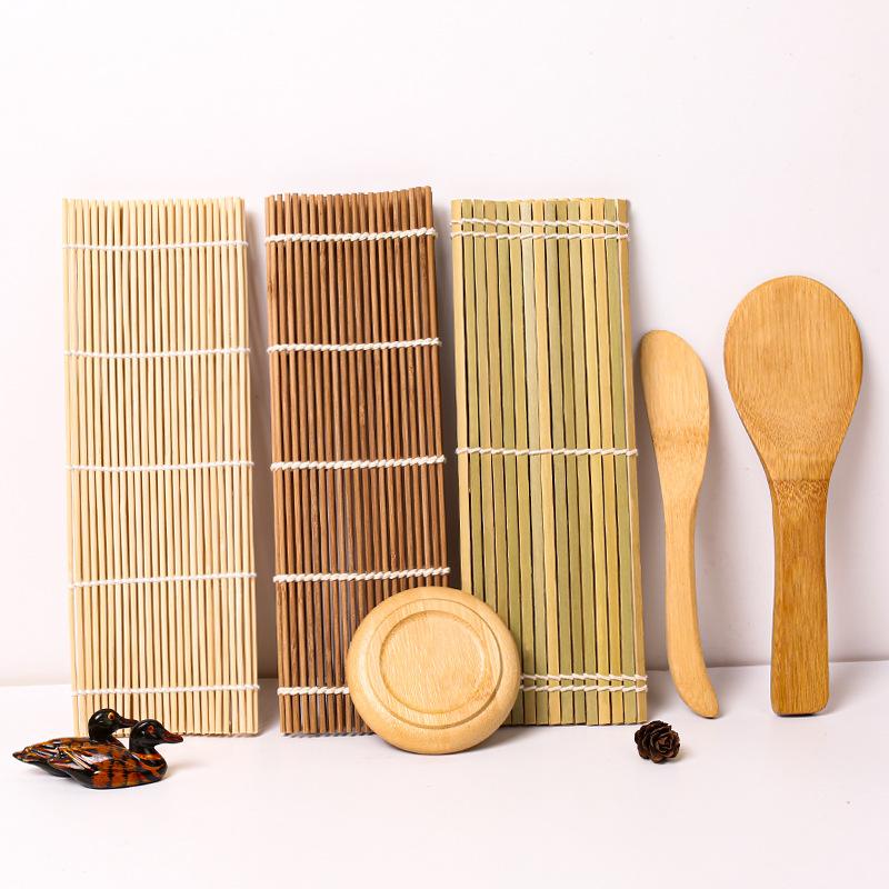 sushi mold set bamboo sushi roller shutter sushi knife vinegar dish rice spoon sushi making kits full set wholesale