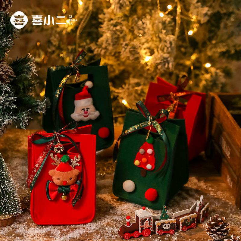christmas gift bag felt christmas apple bag christmas eve apple box portable christmas gift bag apple packaging Specification drawing