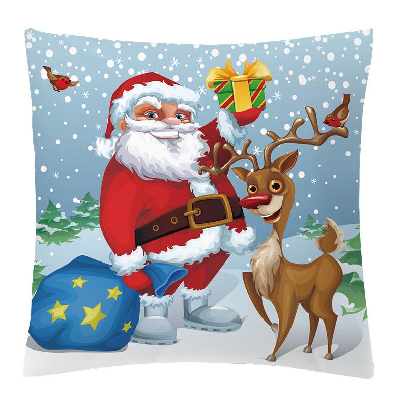 [Clothes] Nordic Style Santa Claus Pillow Cover Home Sofa Cushion Back Seat Cushion Cartoon Christmas Pillow