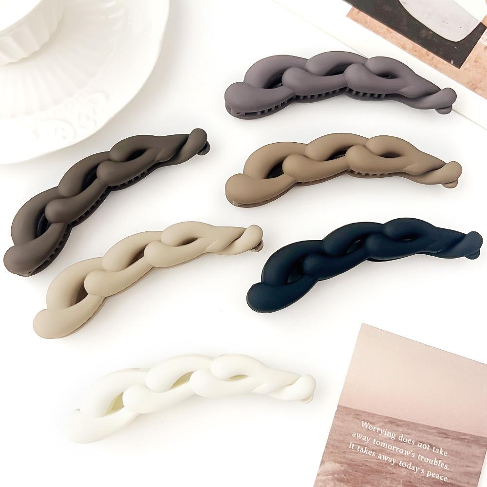 korean headdress hairpin frosted chain twist banana clip vertical clip ins simple trending girl high ponytail hairpin