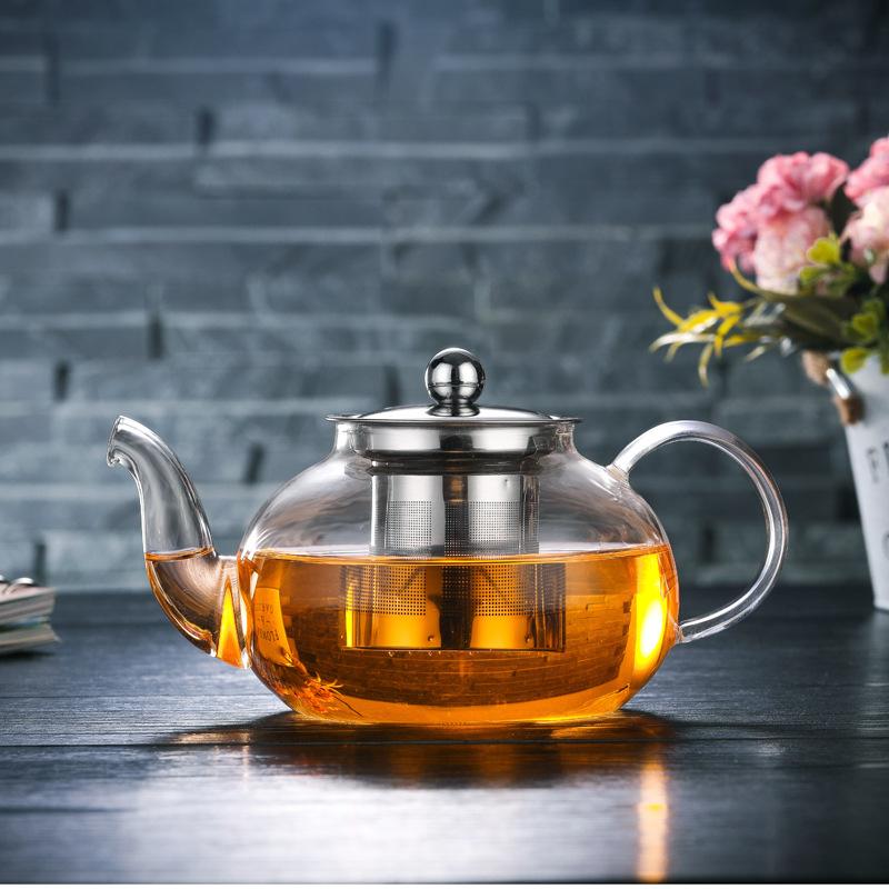 extra thick glass teapot high temperature resistant stainless steel filter tea maker household kettle glass teapot set tea set