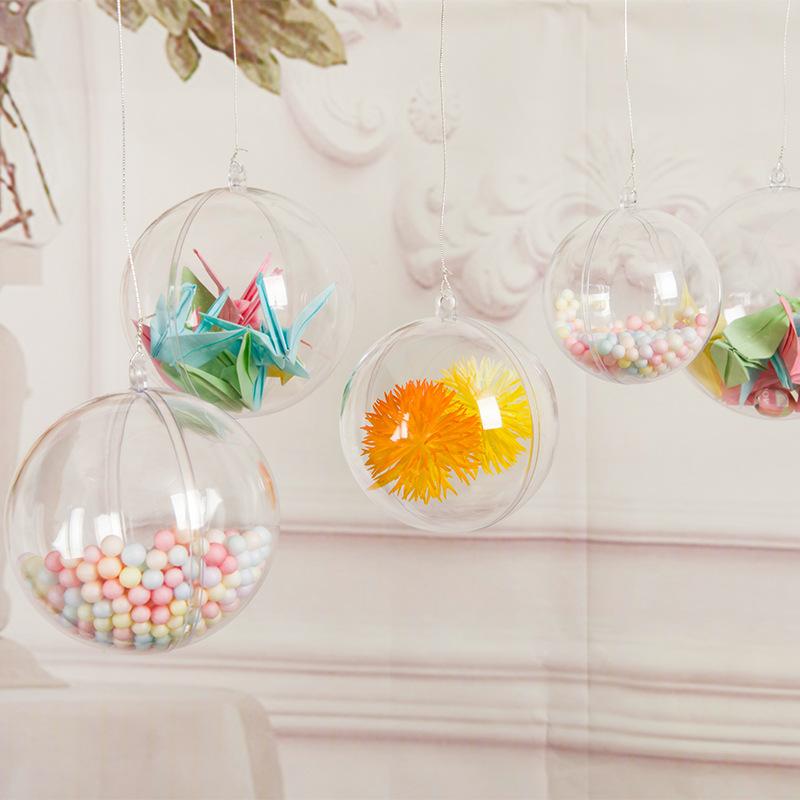 wholesale transparent ball plastic ball shell acrylic 5-12cm christmas ball ps hollow ball christmas decoration hanging ball
