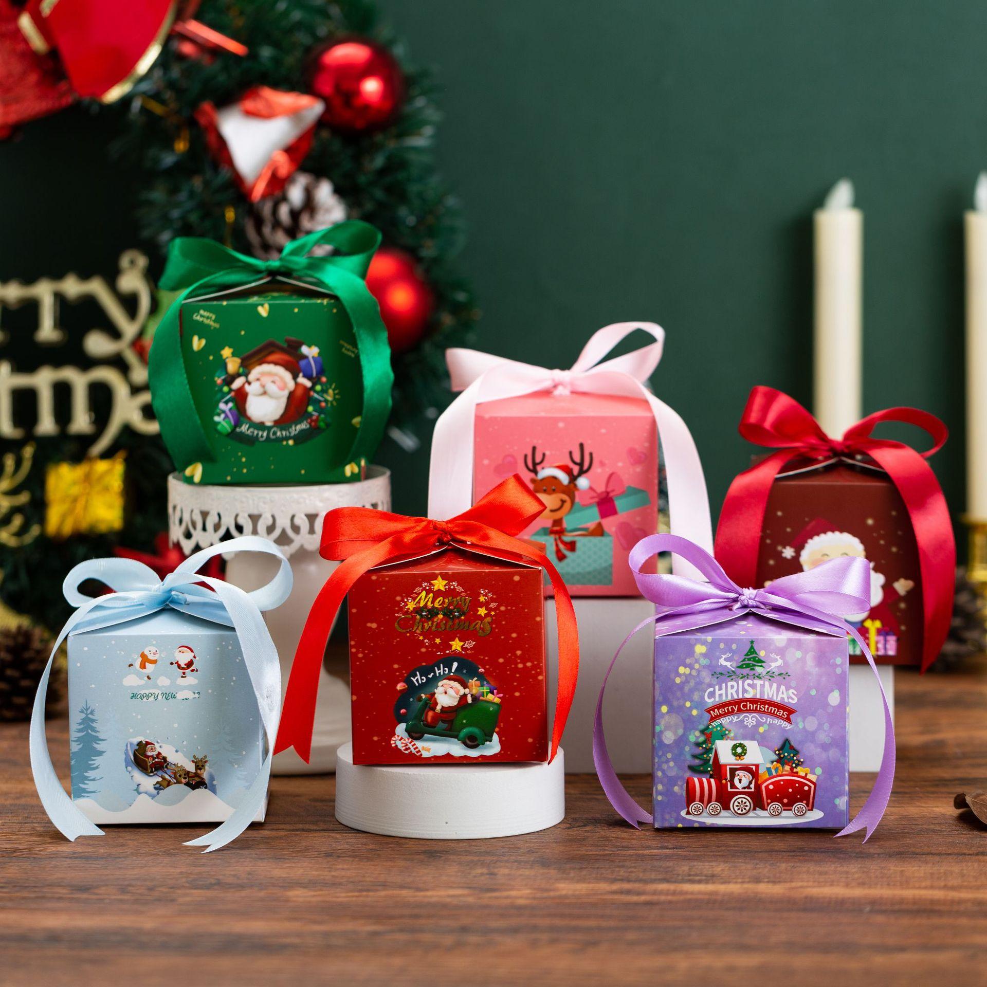 Factory Wholesale Christmas Candy Ribbon Gift Box Christmas Eve Fruit Packaging Box Christmas Eve Apple Box
