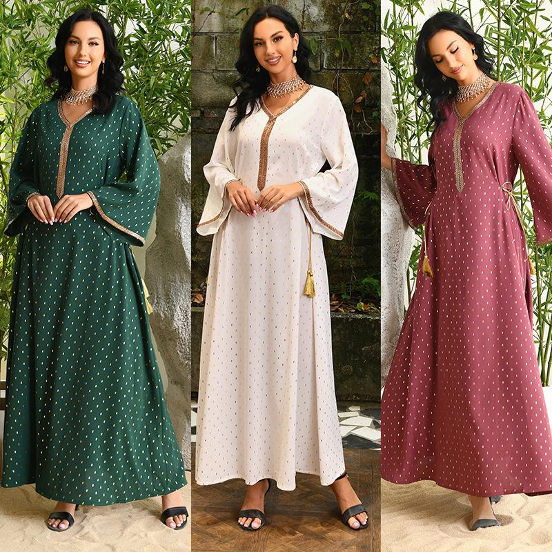 Ab249 Cross-Border Supply Middle East Hot Fix Rhinestone Bronzing Series Waist Strap Craft Muslim Arab Lady Abaya