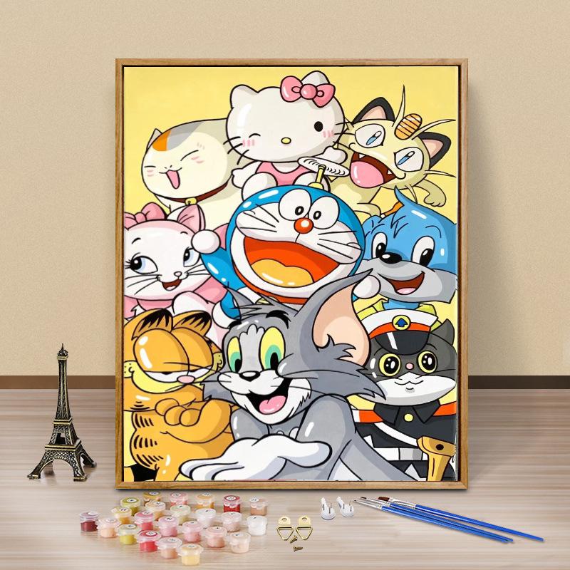 Digital Oil Painting Cartoon Character DIY Decompression Hand-Painted Coloring Acrylic Anime Set Decorative Painting Wholesale