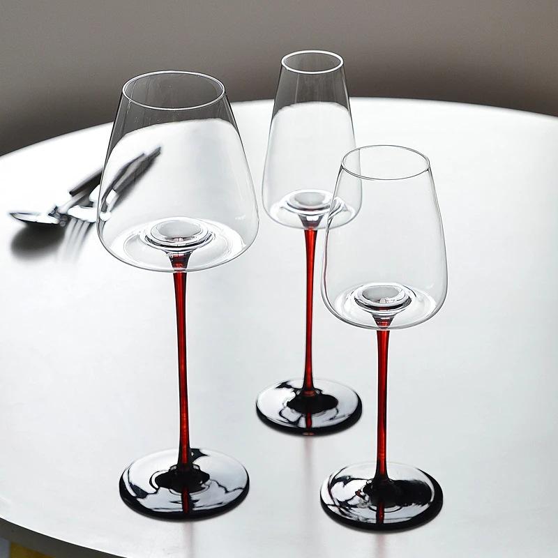 concave red rod black bow tie european style red wine glass crystal glass wine champagne glass burgundy bow tie red wine glass