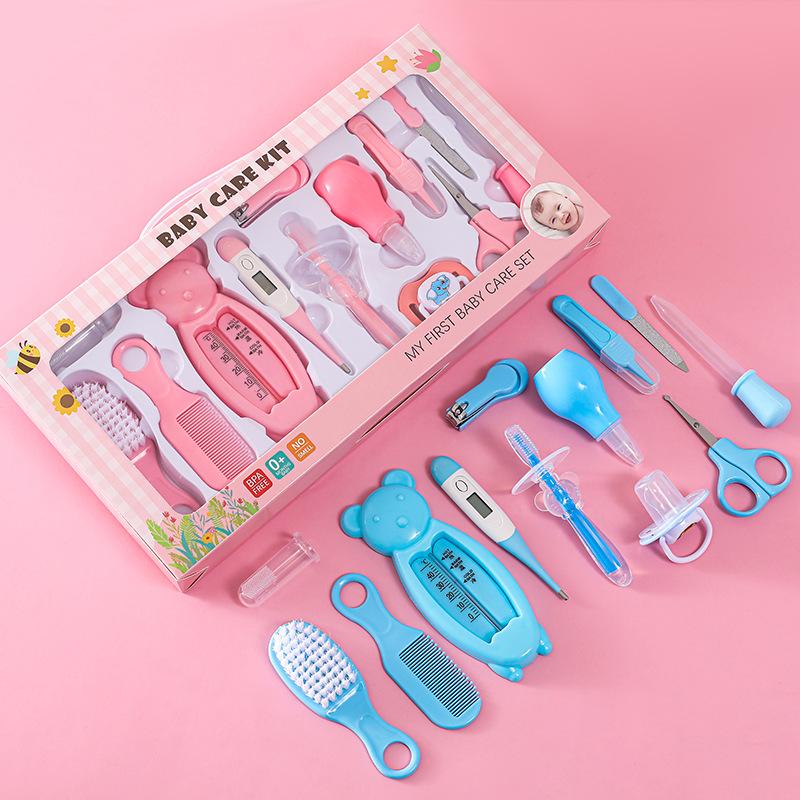 Maternal and Child Supplies Baby Care Kit Nasal Aspirator Feed Medication Utensil 13-Piece Set Baby Nail Scissors Water Thermometer Combination