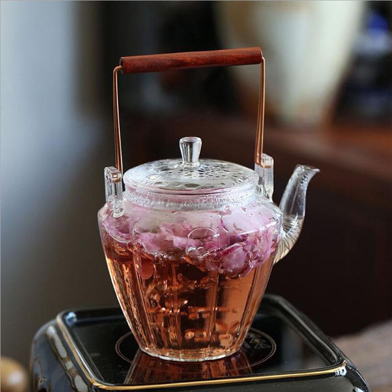 Borosilicate Transparent Glass Scented Teapot Loop-Handled Teapot Teapot for Household Hospitality Teapot Tea Brewing Pot details Picture