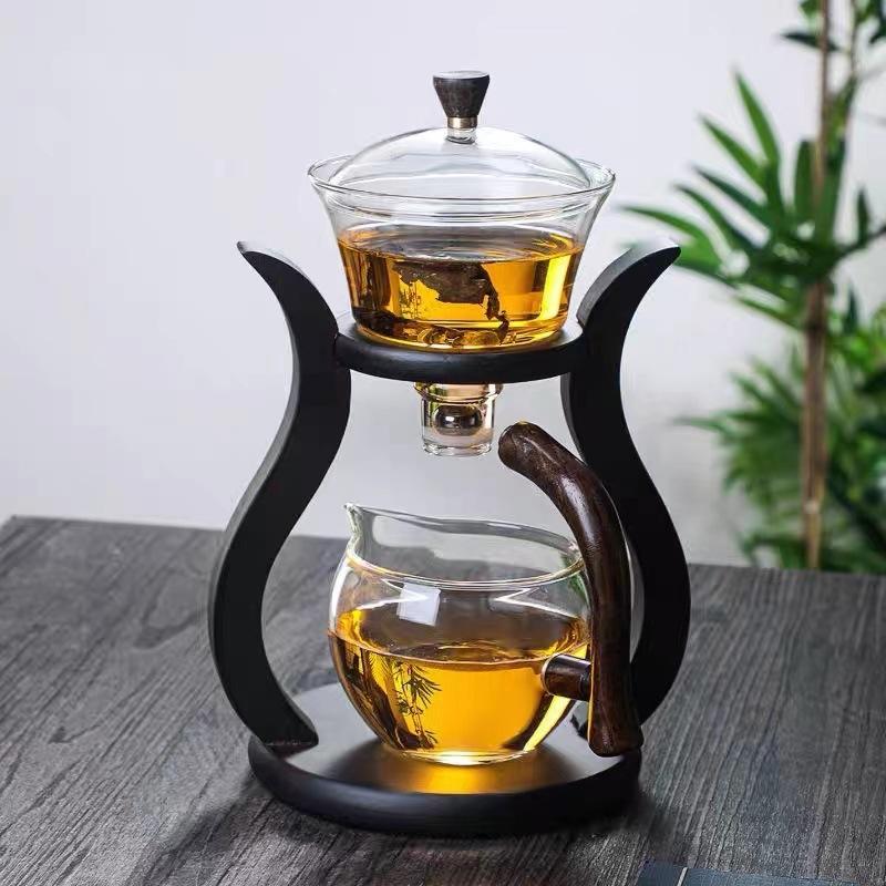 household magnetic teapot semi-automatic glass tea set lazy kung fu tea set living room glass teapot gift suit