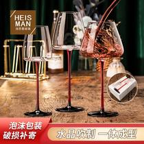 light luxury crystal goblet bokendi bordeaux red wine glass red and black bottom concave bottom champagne glass wine glass