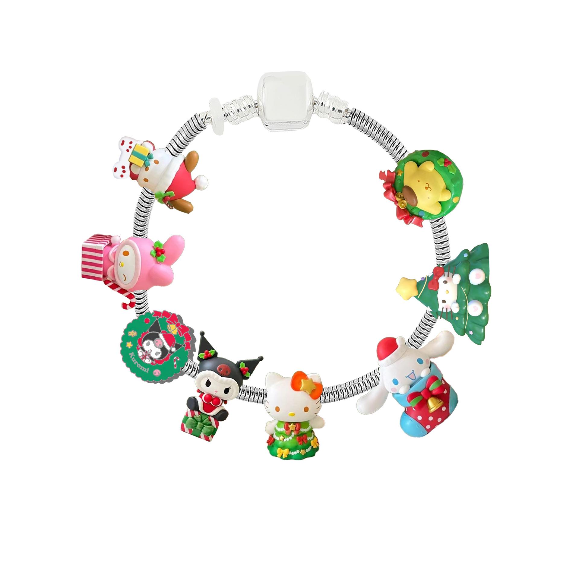 Cross-Border Amazon New Japanese Anime Peripheral Sanrio Sanrio Panjia Bracelet String Beads Christmas Bracelet