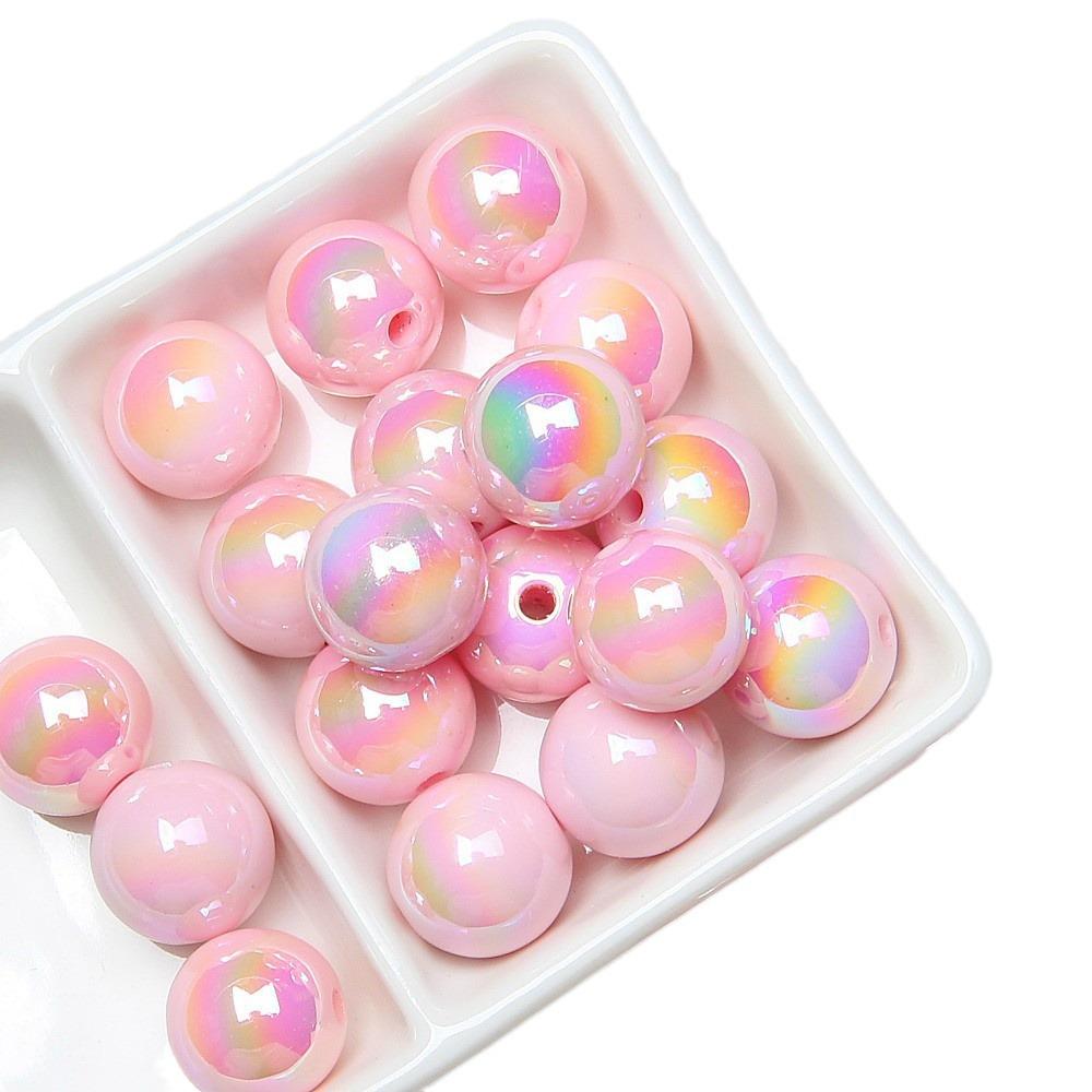 card 16 macaron color acrylic abs plating round beads diy bead accessories bracelet mobile phone charm diy bead Item Picture