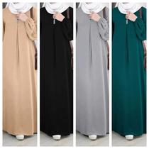 fashion long sleeve muslim abaya dress casual sequin sundress solid clothing