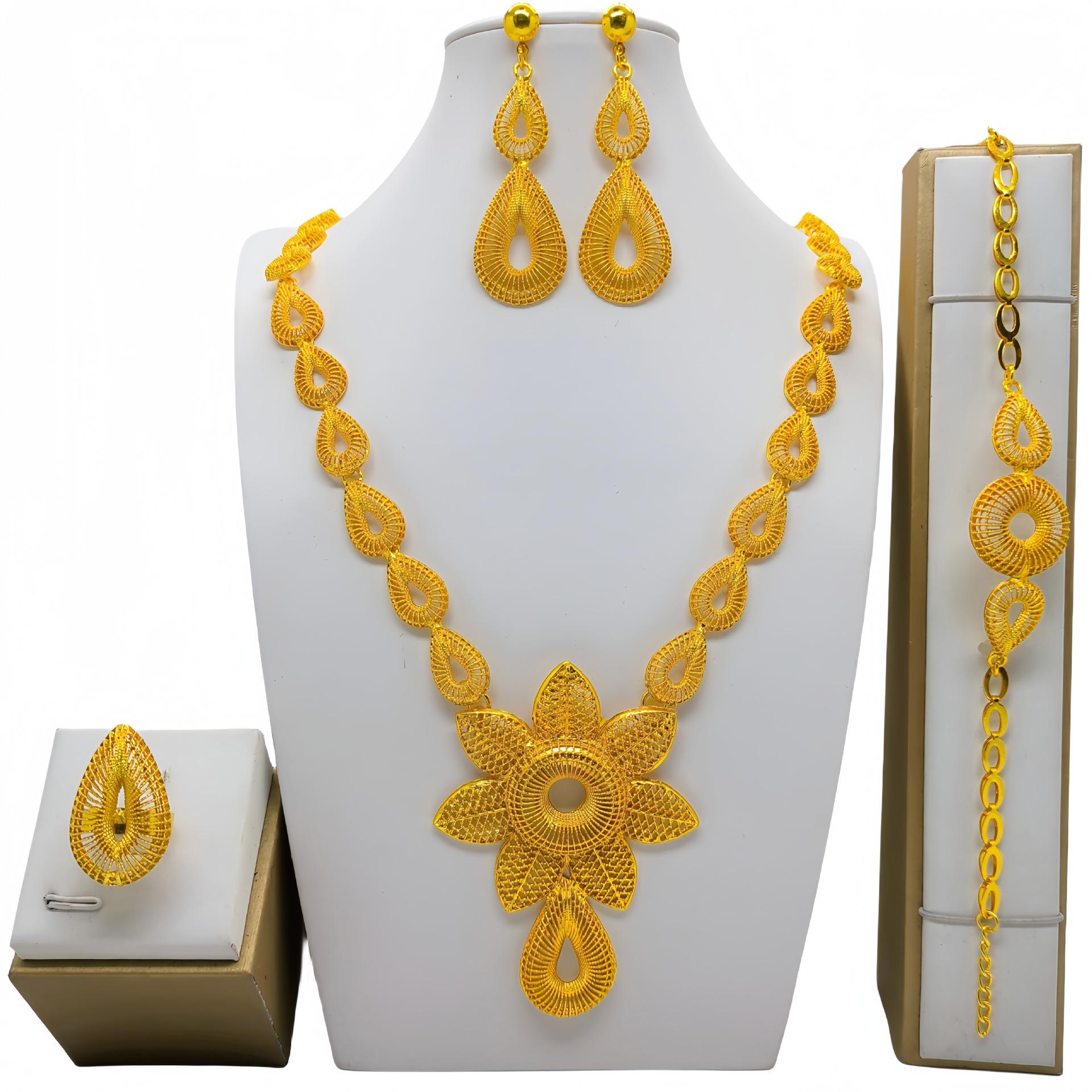 imitation copper jewelry suit bridal gift india dubai vietnam lady wedding decoration africa middle east in stock wholesale Application Scenario