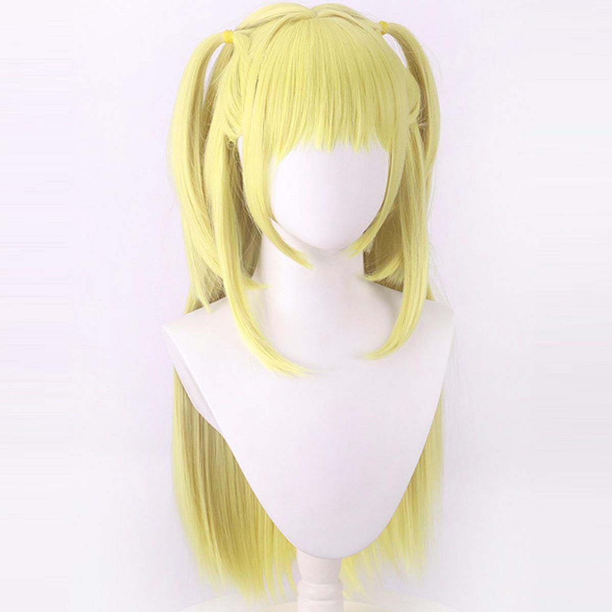 death note misa amane misa cos anime wig cosplay golden yellow double ponytail yibin Specification drawing