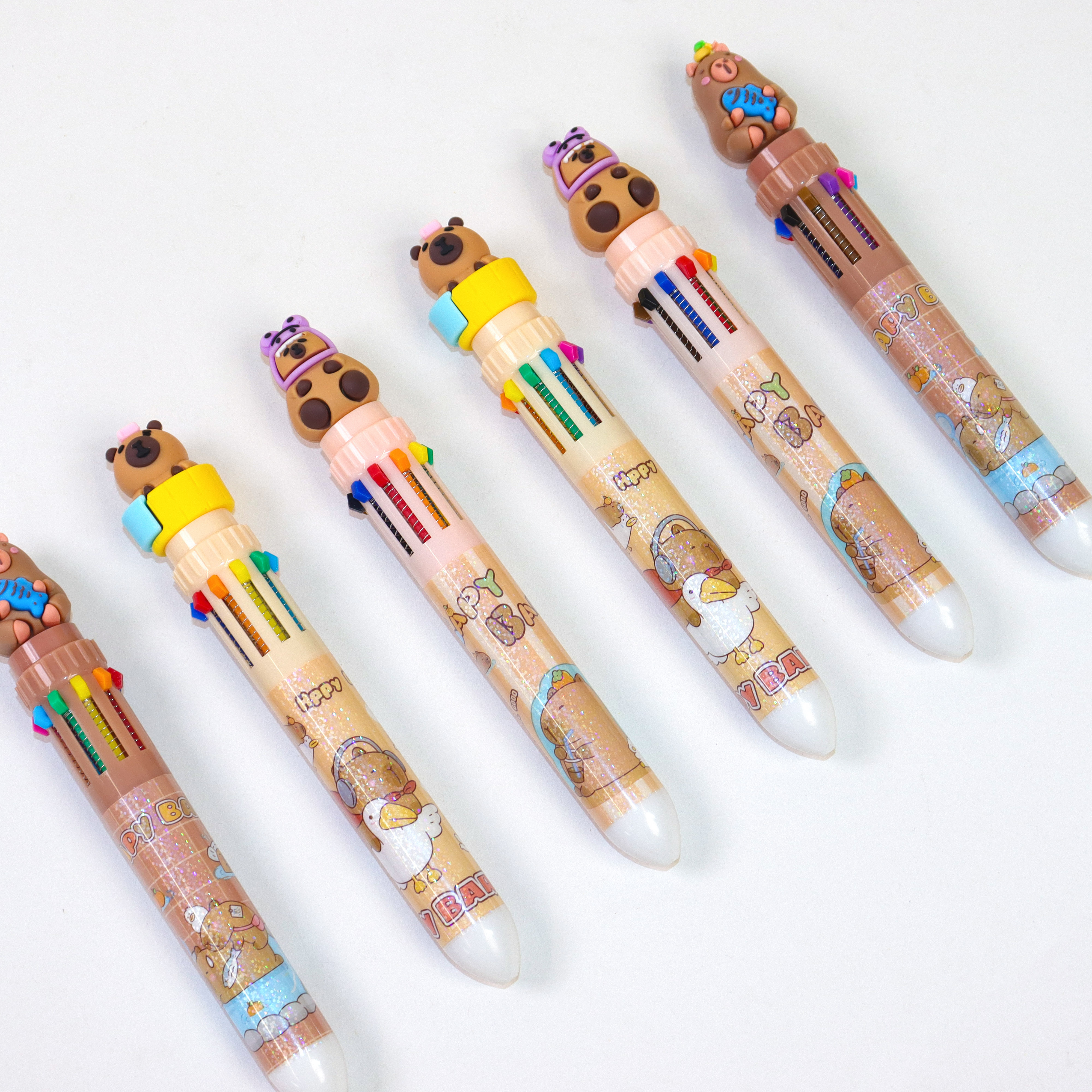 Kabipala laser film ten-color planner pen, creative stationery, ten-color Ballpoint pen, cartoon student, multi-color press Ballpoint pen wholesale, cross-border new products, direct supply from the manufacturer Application Scenario