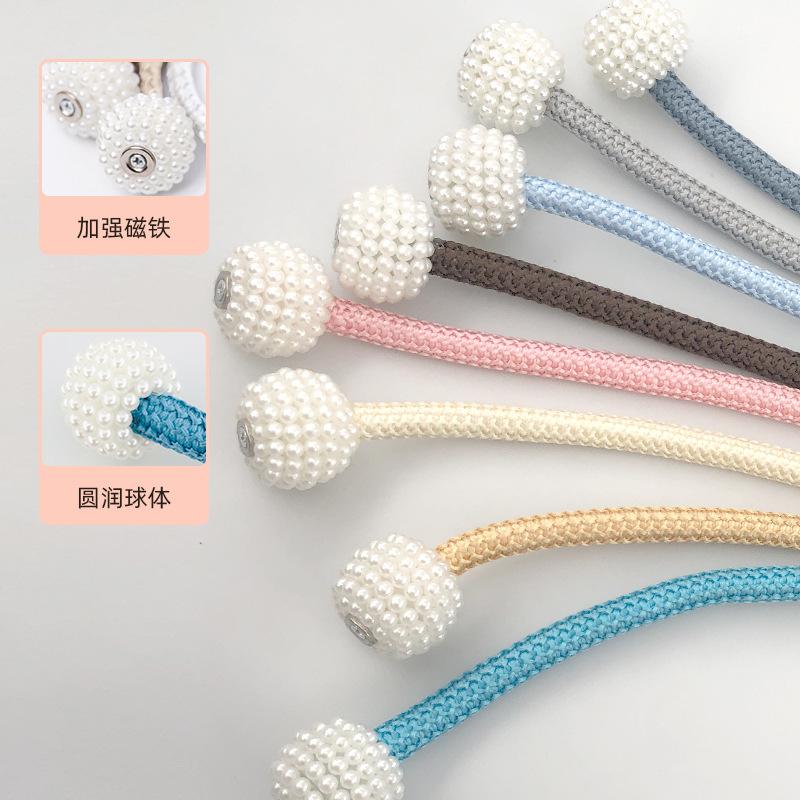 cross-border wholesale simple curtain bandage high-strength magnetic pearl magnetic snap fabric storage lace-up curtain magnetic button magnetic snap