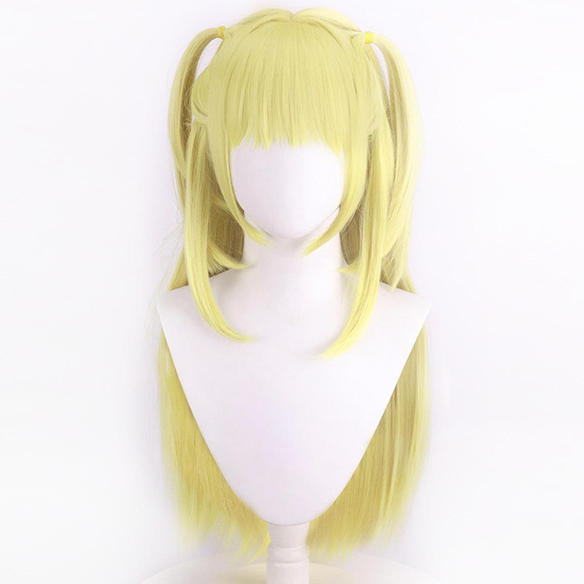 death note misa amane misa cos anime wig cosplay golden yellow double ponytail yibin details Picture