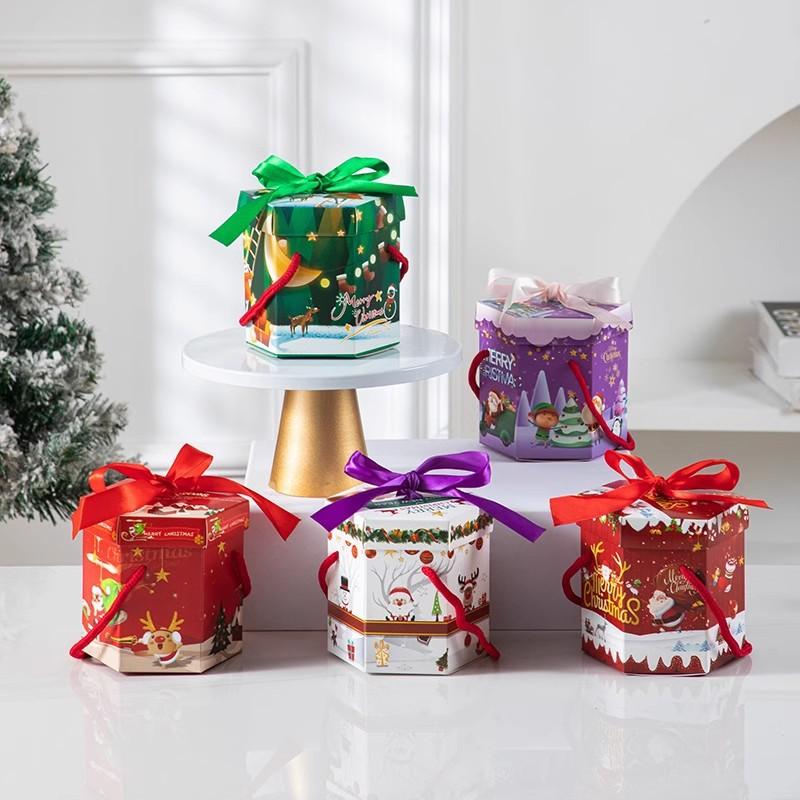 christmas eve fruit packing box christmas apple box small gift candy high-end hexagonal snow house christmas eve apple gift Specification drawing