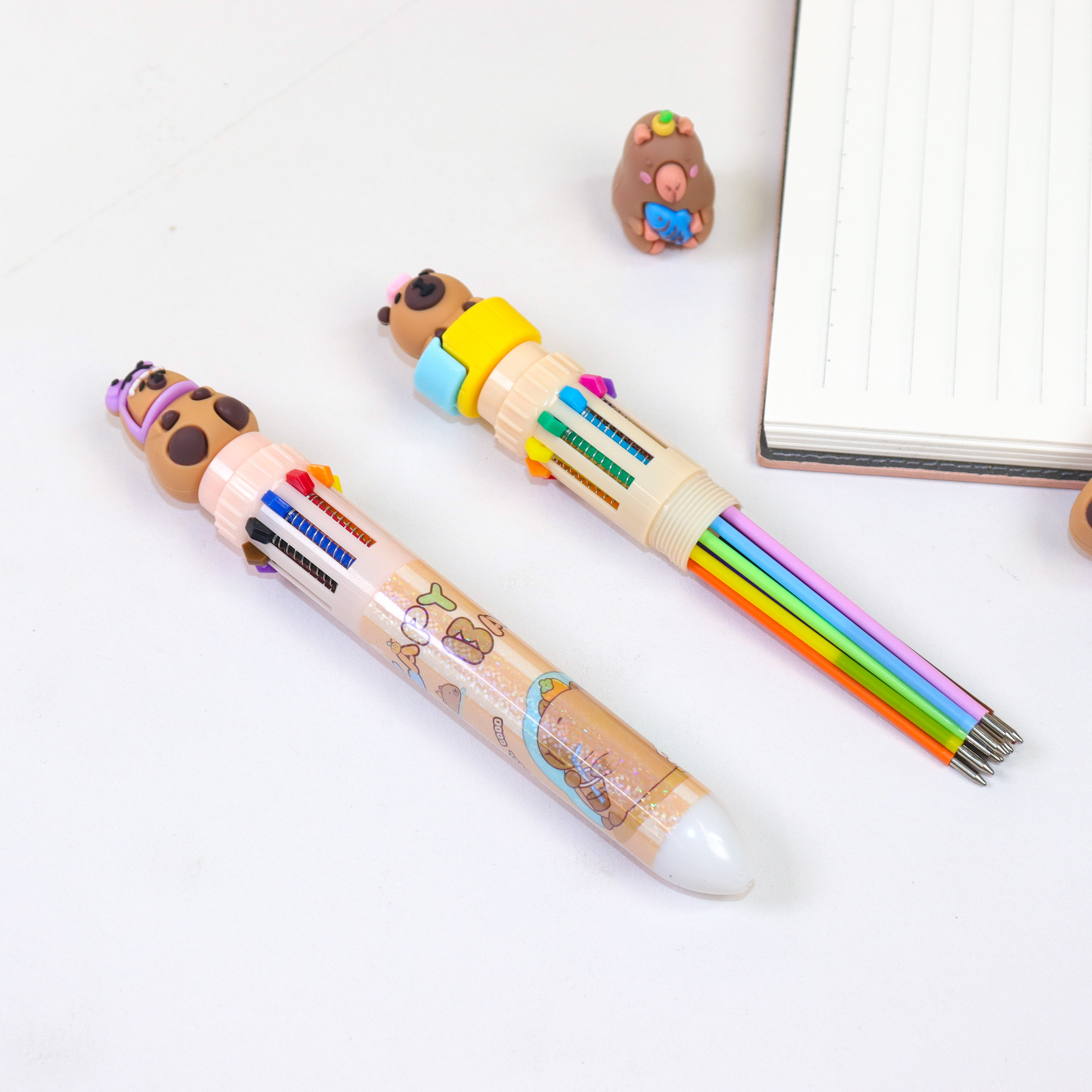 Kabipala laser film ten-color planner pen, creative stationery, ten-color Ballpoint pen, cartoon student, multi-color press Ballpoint pen wholesale, cross-border new products, direct supply from the manufacturer Item Picture
