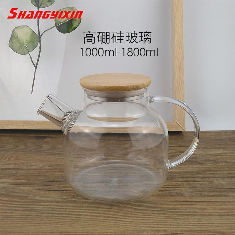 thick heat-resistant glass teapot cold kettle juice jug teapot large capacity bamboo cover jug water pitcher household 1 liter