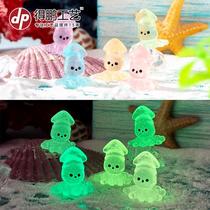 luminous octopus squid resin decorations creative cartoon micro landscape beach marine fish tank aquarium landscaping decorations
