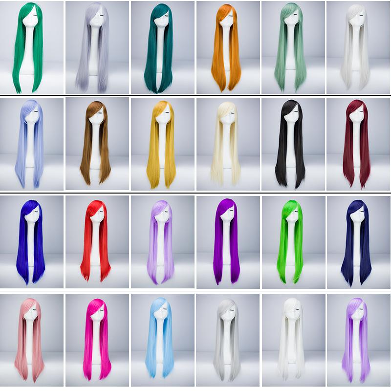 cos wig universal change 80c color long straight hair anime foreign trade hot selling product high-temperature fiber can dyeing and perming anime wig
