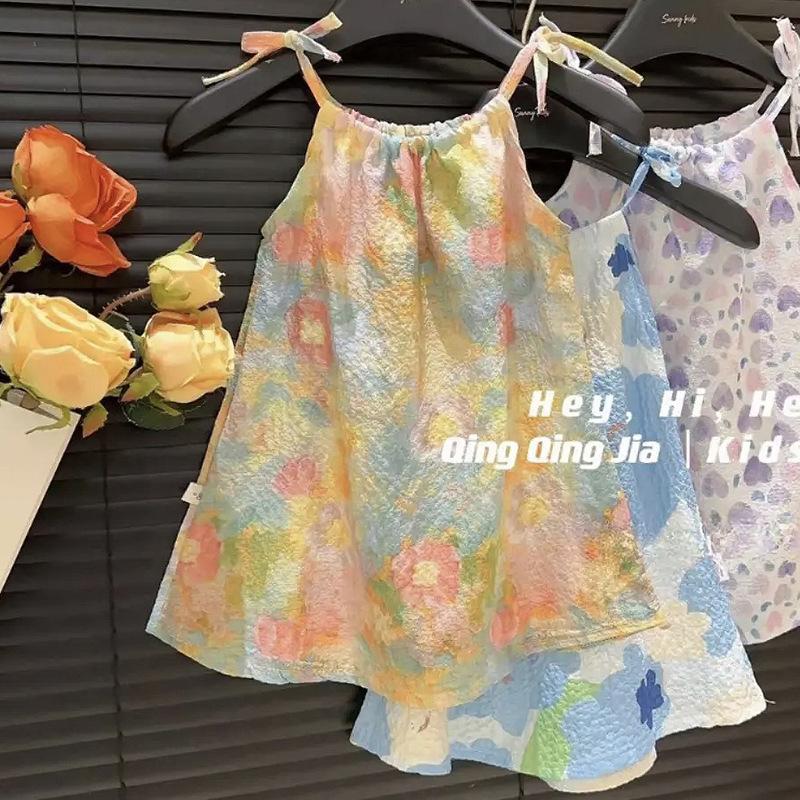 new girls' princess dress summer suspender skirt children's vest skirt medium and large children's dresses baby girls' nightdress one piece dropshipping