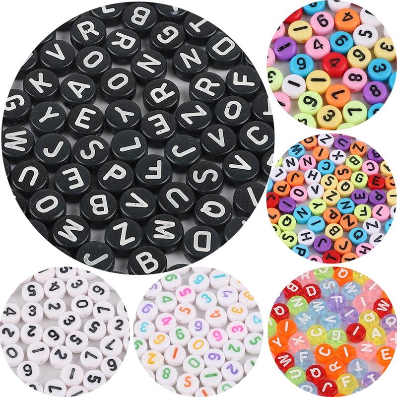 4 * 7mm acrylic scattered beads english letters flat beads diy children's early education bead string jewelry accessories bracelet weaving details Picture