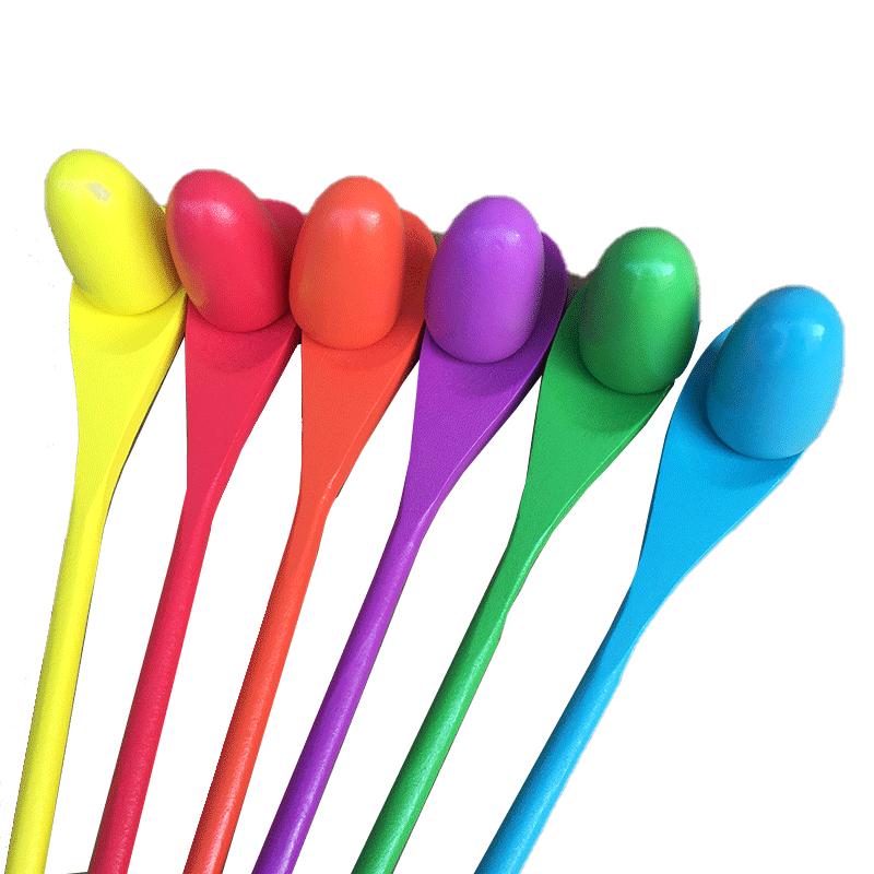 kindergarten children balance stick wooden spoon ball support early education parent-child outdoor interactive sensory training game egg support toy details Picture