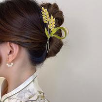 wheat ear japanese painting oil alloy hair grip large hair grip popular online hairpin updo hair