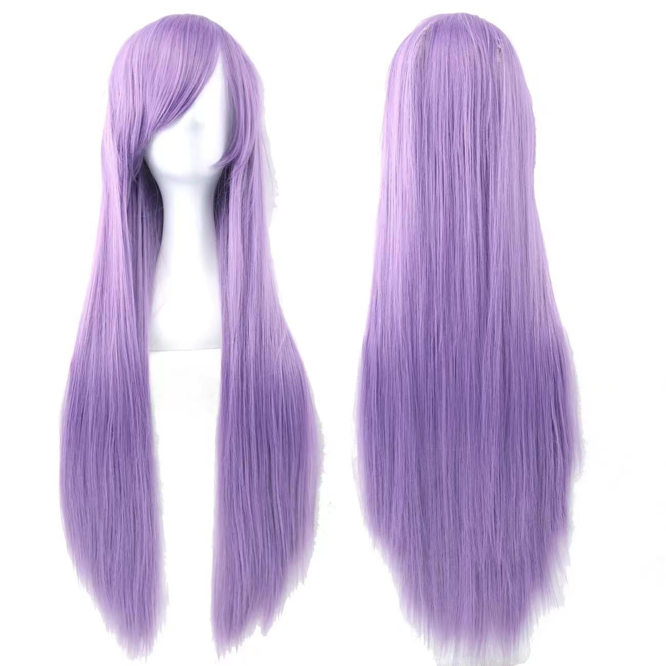 mao niang shape homemade cos universal color wig 80cm straight long hair head cover high-temperature fiber cosplay anime details Picture