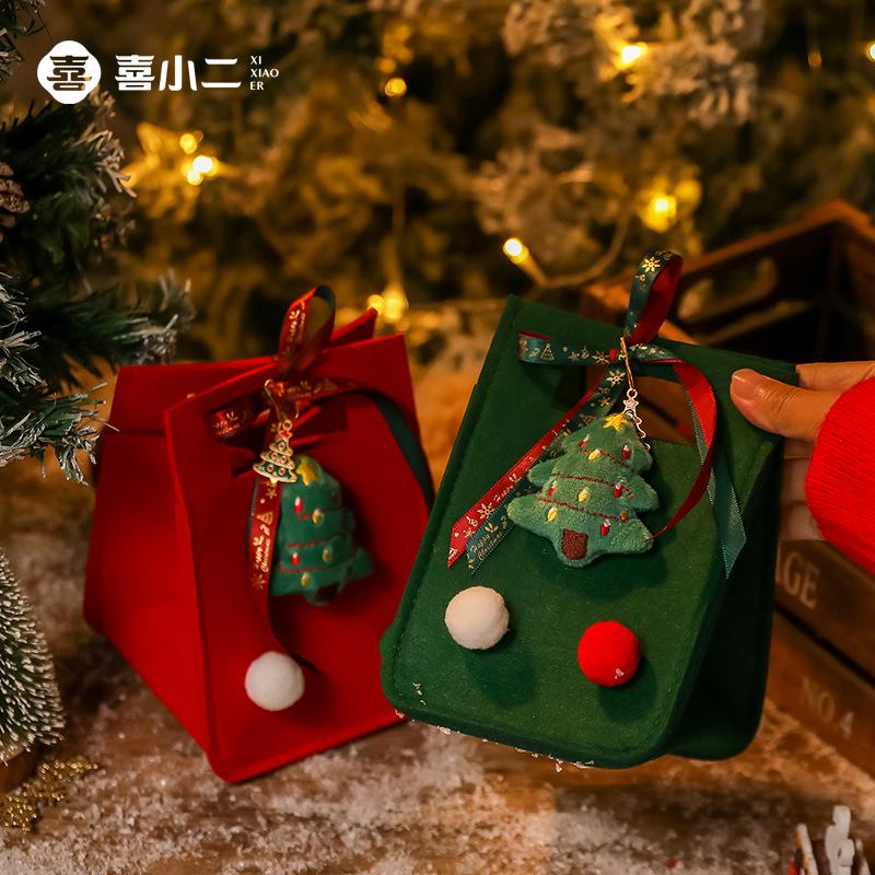 christmas gift bag felt christmas apple bag christmas eve apple box portable christmas gift bag apple packaging details Picture