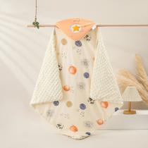 Baby's Blanket Beanie Velvet Baby Baby's Blanket Newborn Baby Autumn and Winter Quilt Newborn Swaddling Beanie Hug Blanket Outing Supplies