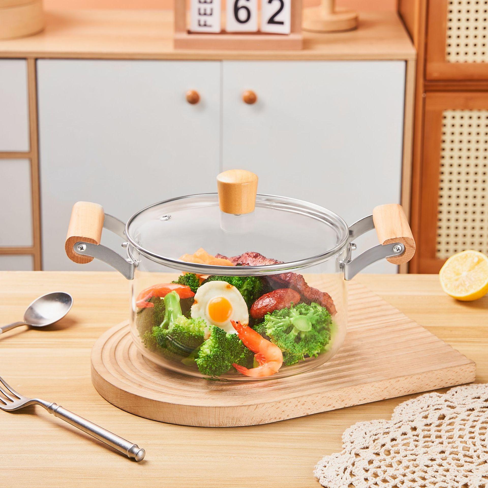 borosilicate glass pot open fire gas binaural stew pot electric ceramic stove heating stew-pan glass soup pot health cooker details Picture