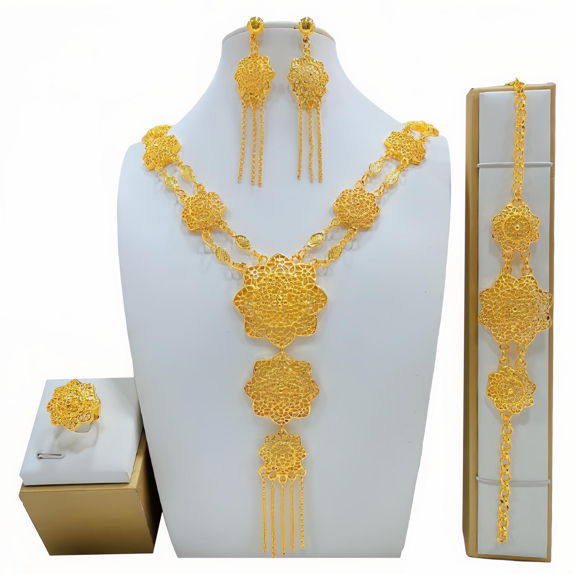 imitation copper jewelry suit bridal gift india dubai vietnam lady wedding decoration africa middle east in stock wholesale details Picture