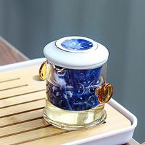 heat-resistant glass teapot household black tea cup ceramic filter binaural glass scented teapot simple blue and white tea infuser