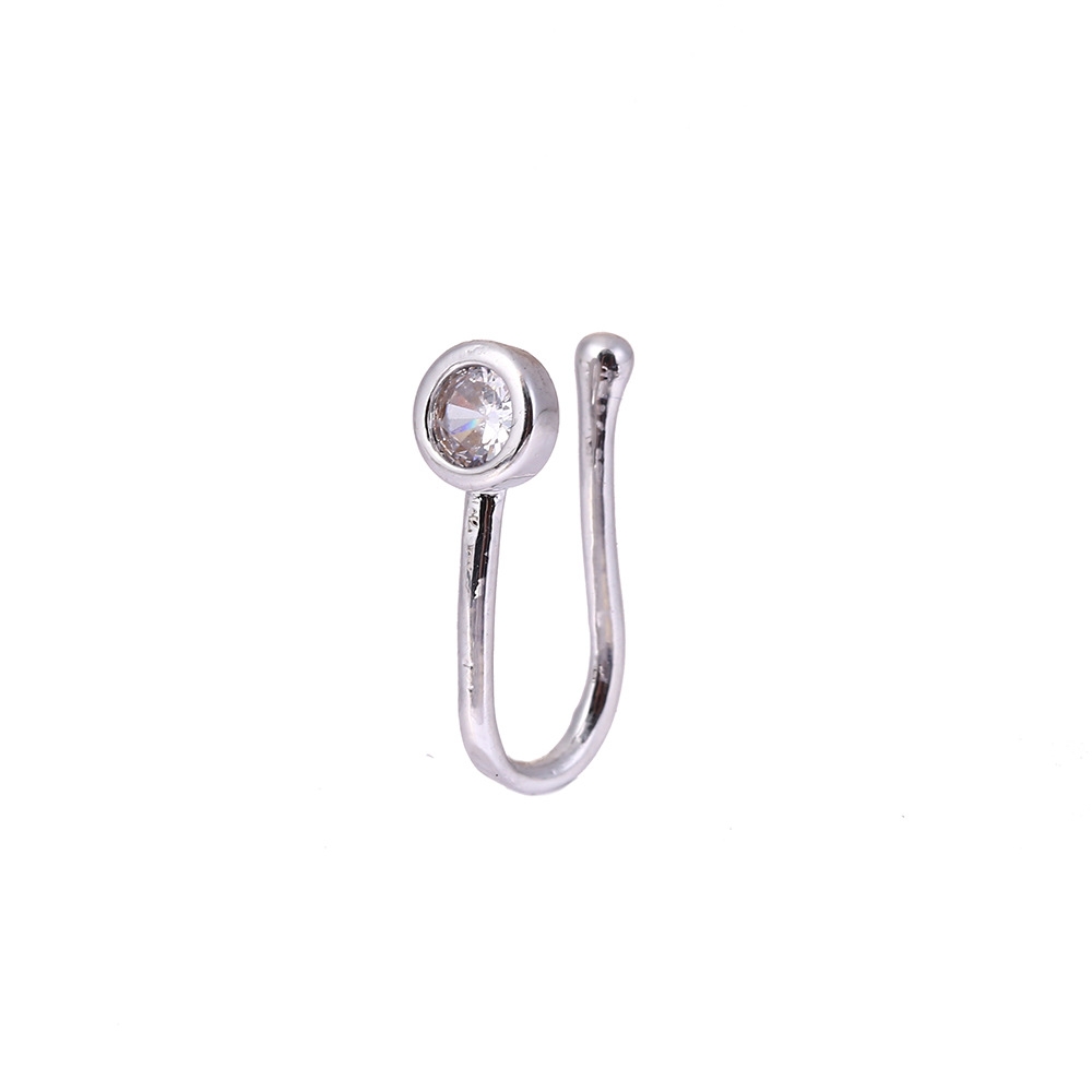 Zirconia europea y americana no perforado pinzas de nariz sin agujeros pinzas de nariz U pinzas de nariz de cobre insertos corona anillos de nariz ornamentos piercing accesorios accesorios accesorios accesorios diy accesorios pendientes para mujeres estilo largo versión coreana color preservativo chapado Item Picture
