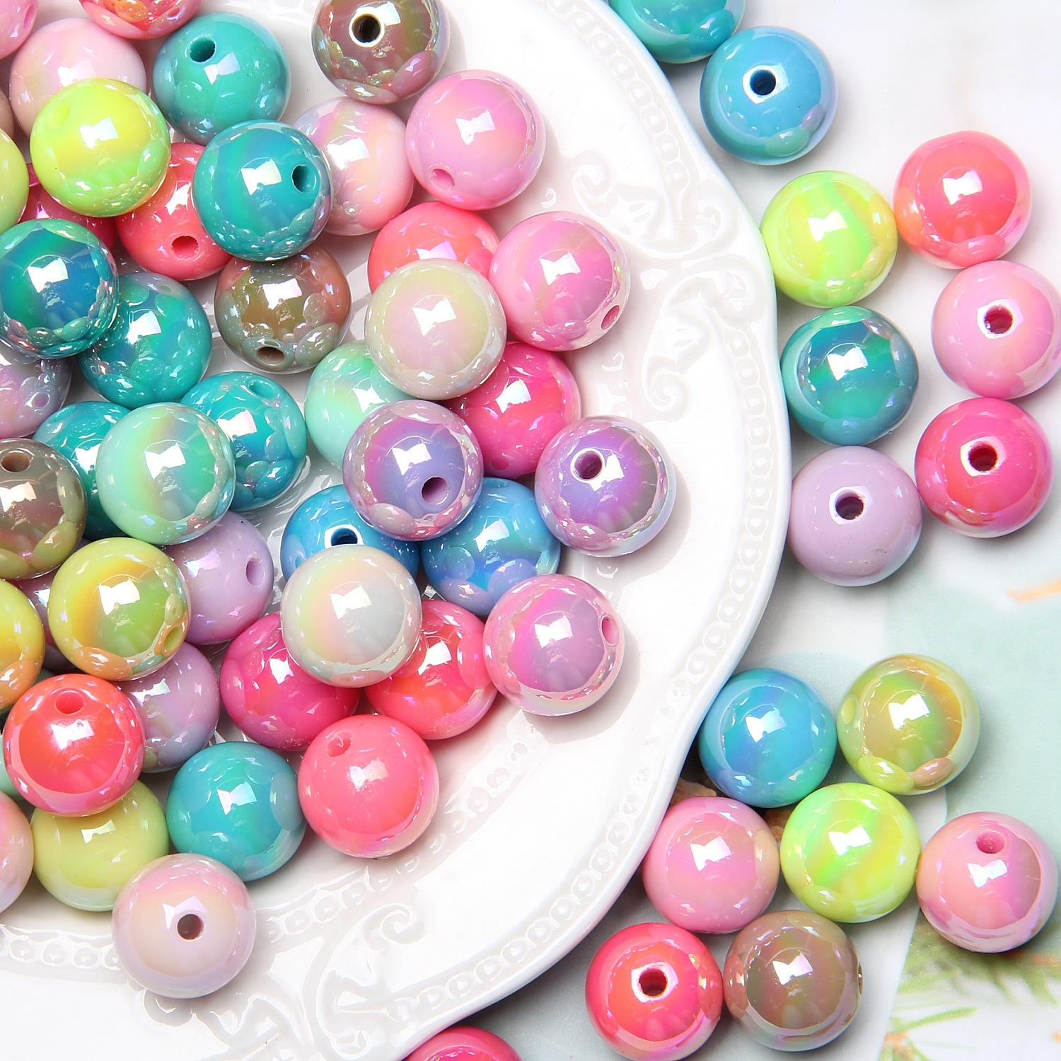 card 16 macaron color acrylic abs plating round beads diy bead accessories bracelet mobile phone charm diy bead full figure
