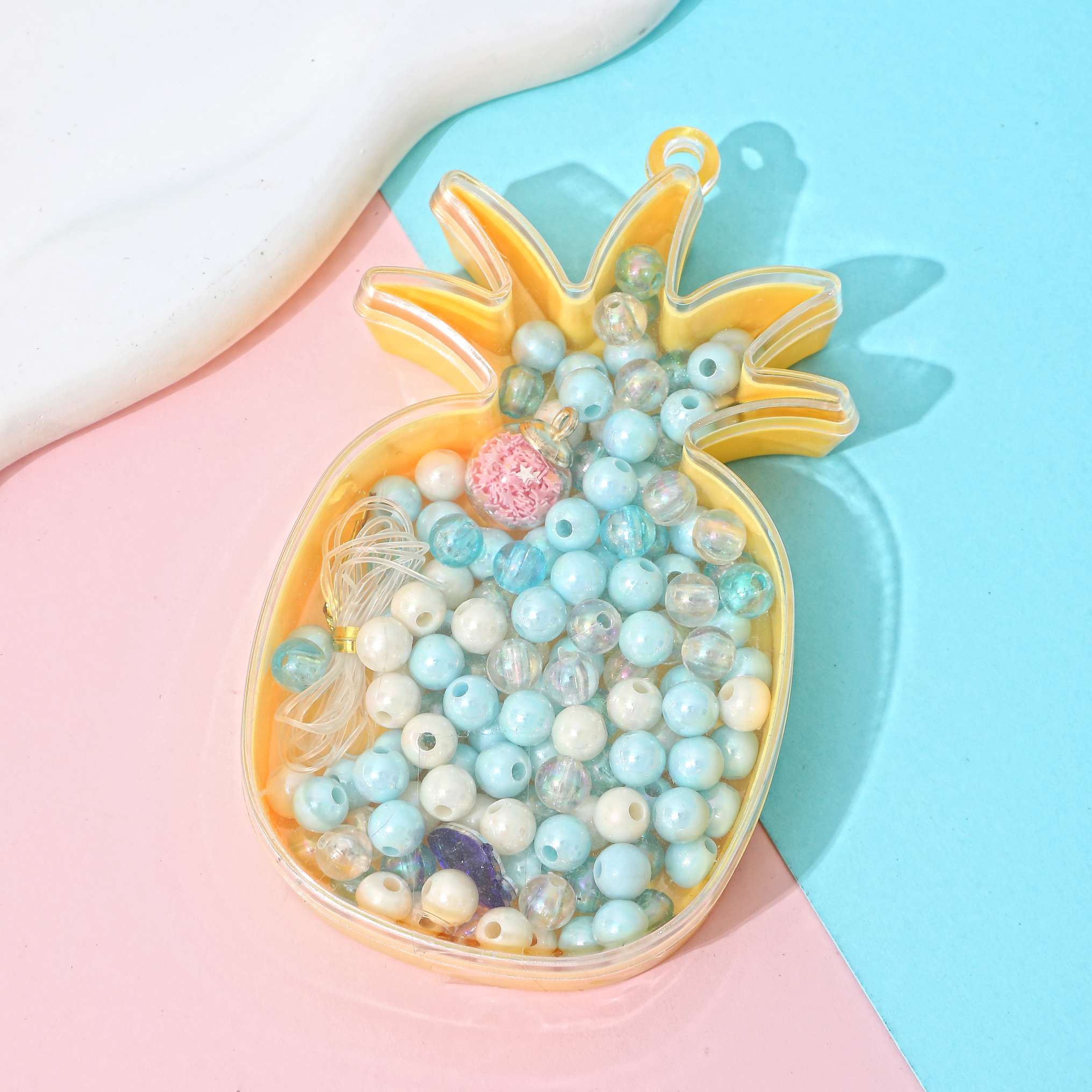 菠萝串珠DIY儿童手工材料包益智玩具饰品DIY配件白底实物图