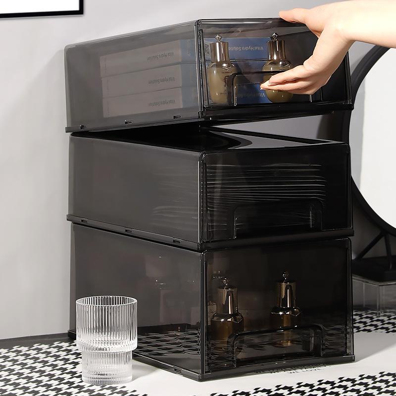 drawer mask storage box desktop acrylic skincare shelves transparent large capacity cosmetics storage basket Application Scenario