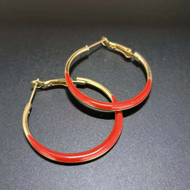 Moda simple gota de aceite círculo earloop 925 aguja de plata gran orejón personalidad versátil viaje largo earloop temperamento alto sentido aretes geométricos mujeres