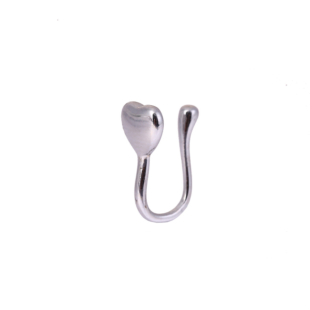 Zirconia europea y americana no perforado pinzas de nariz sin agujeros pinzas de nariz U pinzas de nariz de cobre insertos corona anillos de nariz ornamentos piercing accesorios accesorios accesorios accesorios diy accesorios pendientes para mujeres estilo largo versión coreana color preservativo chapado details Picture
