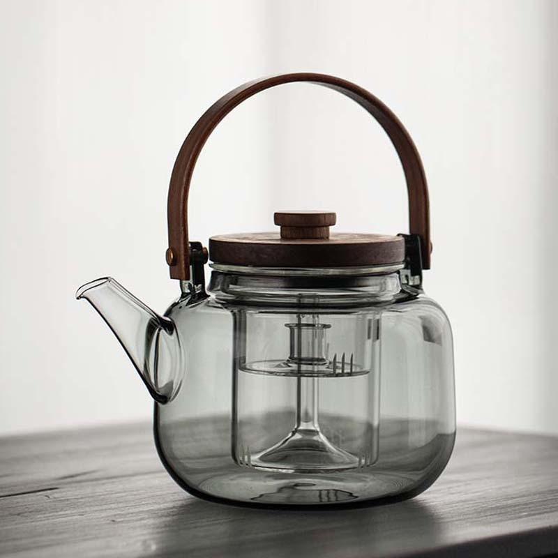 walnut glass cooking teapot loop-handled teapot steaming and boiling dual-purpose teapot japanese-style bright fire electric ceramic stove heating bubble