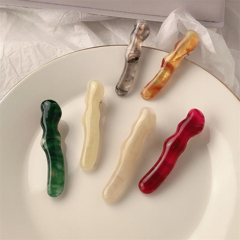 korean irregular acrylic wave barrettes new retro young girl heart side clip word clip bang clip accessories full figure