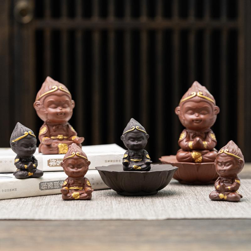 large the monkey king: quest for the sutra aquarium fish tank landscape decoration rockery purple sand ceramic tea pet car decoration