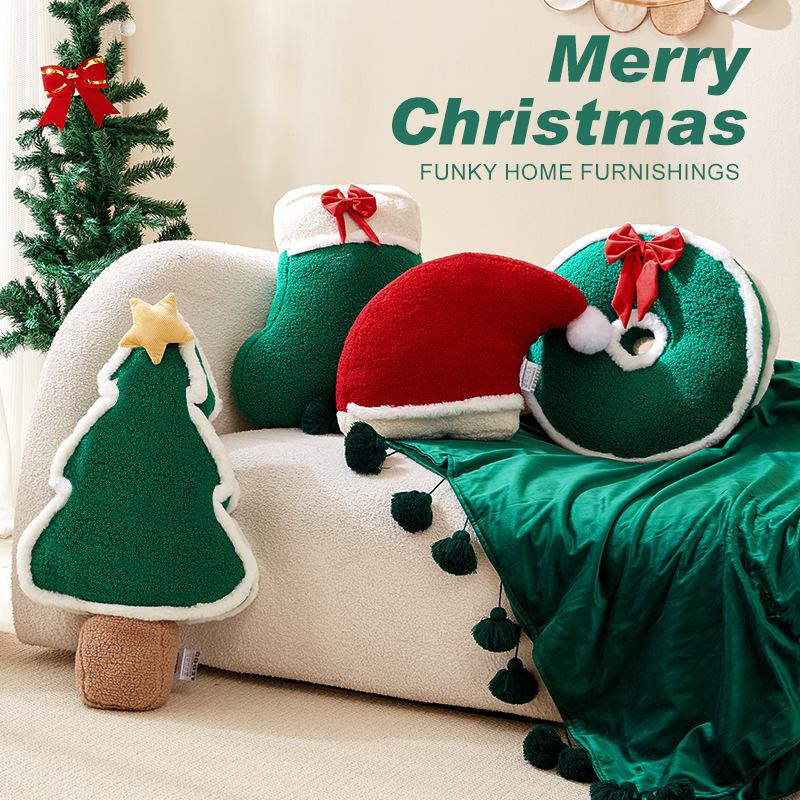 2024 christmas pillow christmas gift christmas tree decoration baby doll sofa cushion bay window pillow