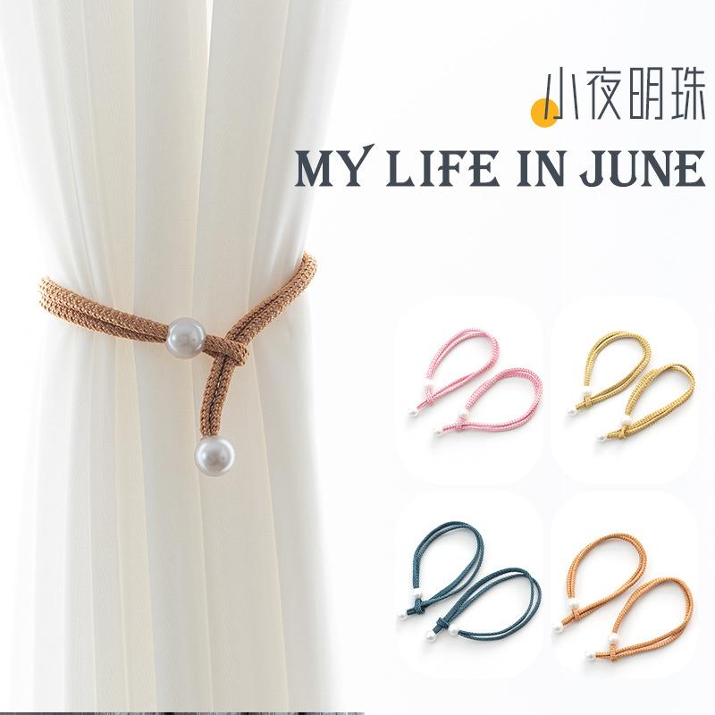 factory wholesale simple small luminous pearl curtain bandage rope free installation curtain accessories accessories pearl strap full figure