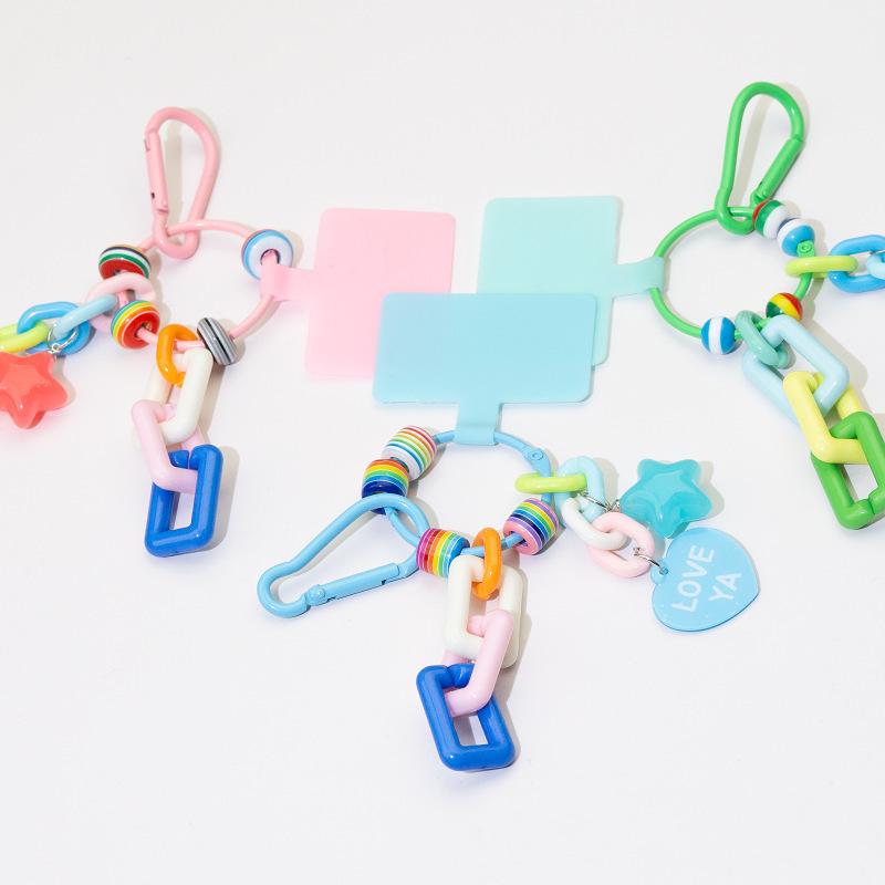 Acrylic Mobile Phone Charm Five-Pointed Star Pendant Color Chain Keychain Accessory Accessories