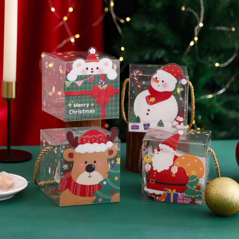 christmas transparent hand apple box christmas eve fruit packaging box cute cartoon candy box biscuit snack packaging box details Picture